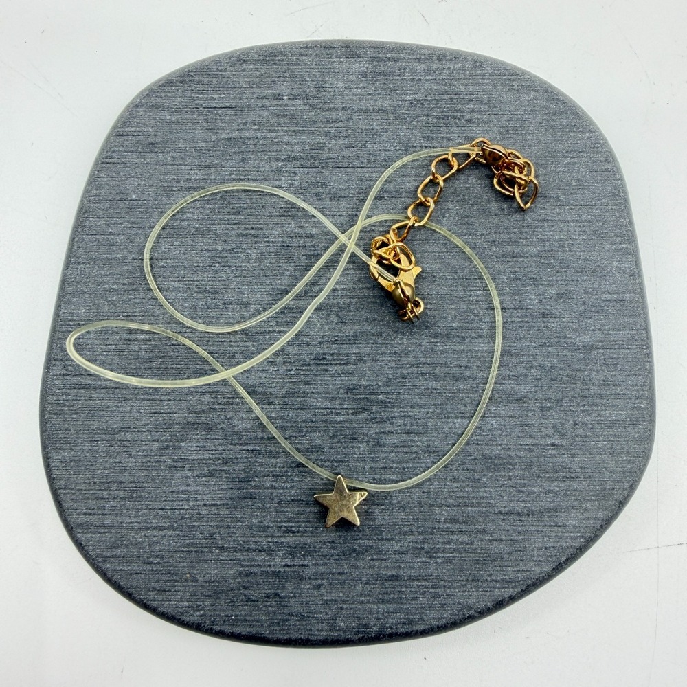 Dainty Star Illusion Necklace Gold Tone Minimalist Floating Charm Choker Boho